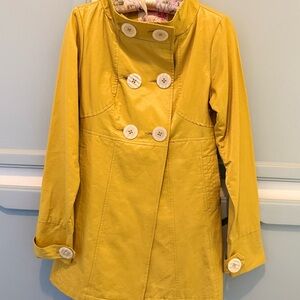 Yellow Double-Breasted Coat with White Buttons